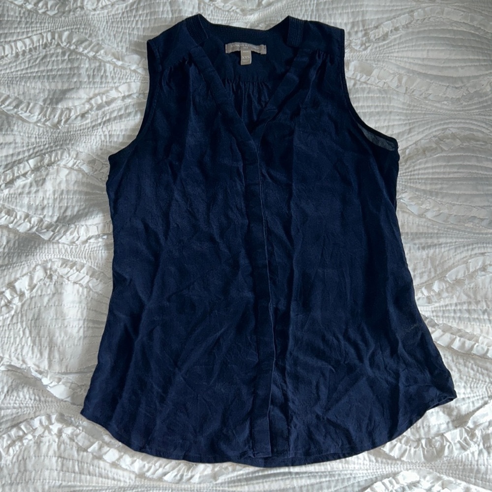 Banana Republic SILK navy button down navy top